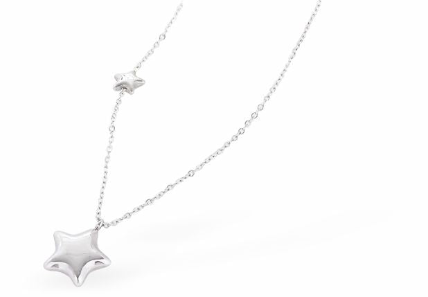 C023 - Silver Coloured Funky Stars Necklace