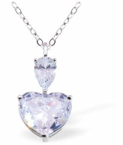 C030 -  Clear Crystal Coloured Moissanite Heart Necklace