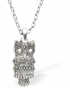 Silver Coloured Owl Necklace 25mm in size See matching Earrings CO61 Hypoallergenic; Free from cadmium, lead and nickel