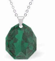 MN62 - Austrian Crystal Multi Faceted Miniature Majestic Cut Teardrop Necklace in Emerald Green