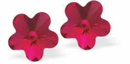 492 - Embellished with Crystals by Swarovski® Daisy Stud Earrings in Fuchsia Pink, Sterling Silver Earwires