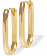 836 - Gold Coloured Rectangular Hoop Earrings