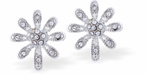 Crystal Encrusted Snowflake Stud Earrings Colour: Crisp Clear Crystal Snowflake design Rhodium Plated 15mm in size