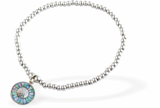Stretch Charm Bracelet, Rhodium Plated
Embellished Round Charm
6cm diameter, stretch&nbsp;
Nickel, Lead and Cadmium Free, Hypoallergenic
Delivered in a soft, black, velveteen pouch