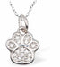 Silver Coloured Pave Crystal Encrusted Paw Print Necklace
10mm in size
Choice of 18" Stainless Steel or Sterling Silver Chains
Hypoallergenic; Free from cadmium, lead and nickel

Delivered in a soft, black, velveteen pouch