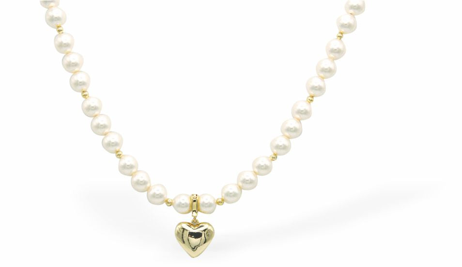 CP180 - Embellished with Pearls by Swarovski® Creamrose String of Pearls with Heart Drop