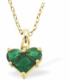 Golden Coloured Emerald Green Heart Necklace