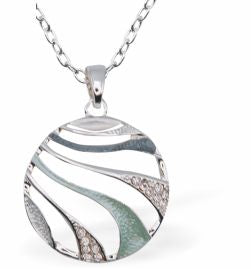 Designer Circular Necklace with Waves
Hypoallergenic: Nickel, Lead and Cadmium Free
20mm in size
Colour:&nbsp;Blue / Grey
Delivered in a soft, black, velveteen pouch