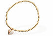 Dainty Heart Bracelet, Golden Coloured with Half White Charm and Crystal Dot
Hypoallergenic: Nickel, Lead and Cadmium Free

Colour: White and Golden Coloured
Chain:&nbsp;Rhodium Plated
Delivered in a soft, black, velveteen pouch