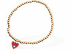 Dainty Heart Bracelet, Red Heart Charm with Crystal
Hypoallergenic: Nickel, Lead and Cadmium Free

Colour: Red and Golden Coloured
Chain:&nbsp;Rhodium Plated
Delivered in a soft, black, velveteen pouch