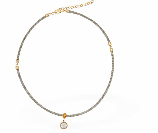 Rope Chain Necklace with Circular Crystal Drop, Silver Coloured
Hypoallergenic: Nickel, Lead and Cadmium Free

Colour:&nbsp;Silver Coloured
Chain:&nbsp;Rhodium Plated, 18"&nbsp;
Delivered in a soft, black, velveteen pouch