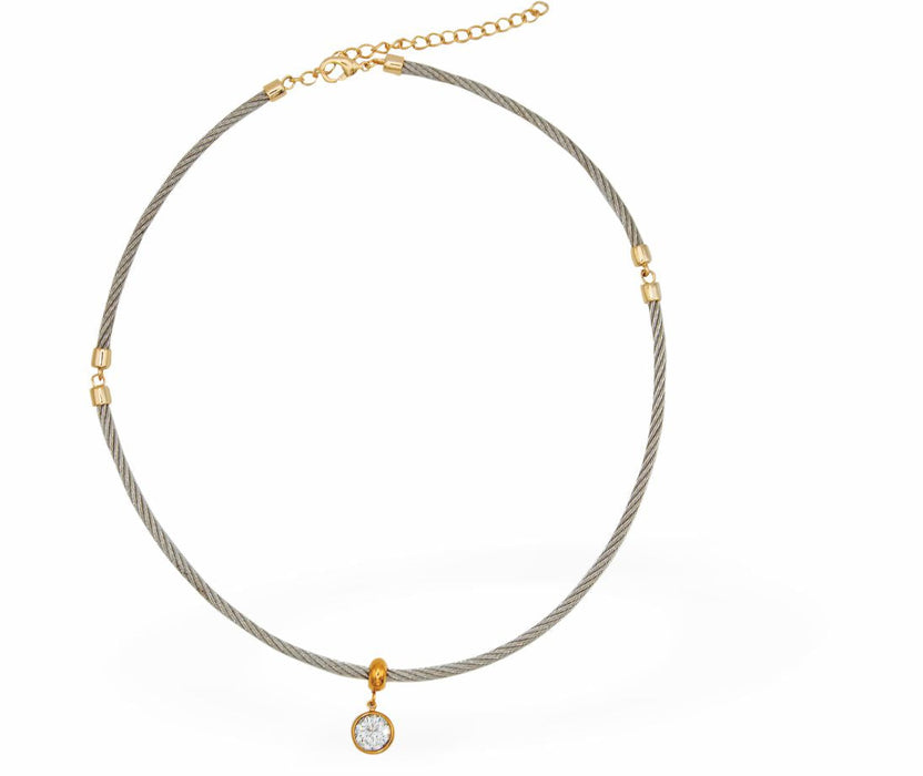 Rope Chain Necklace with Circular Crystal Drop, Silver Coloured
Hypoallergenic: Nickel, Lead and Cadmium Free

Colour:&nbsp;Silver Coloured
Chain:&nbsp;Rhodium Plated, 18"&nbsp;
Delivered in a soft, black, velveteen pouch