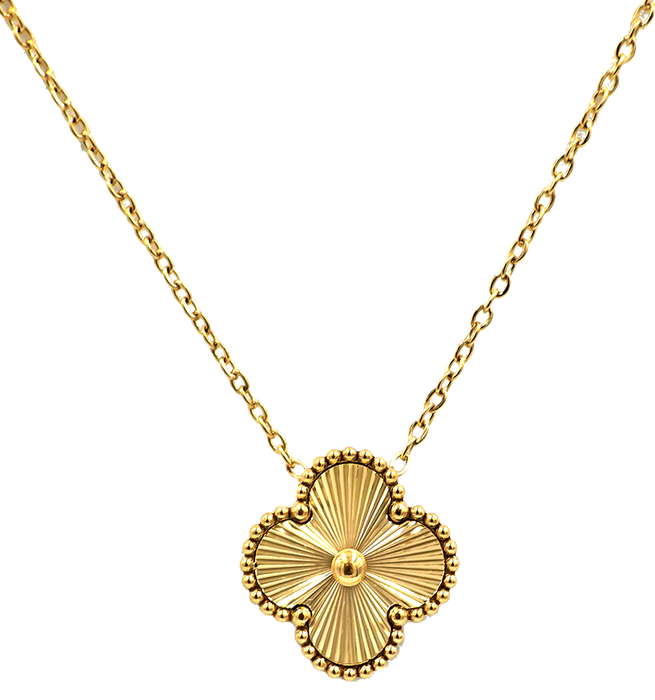 MP20 - Gold Coloured Four Leaf Clover Pendant Necklace, Gold Plated