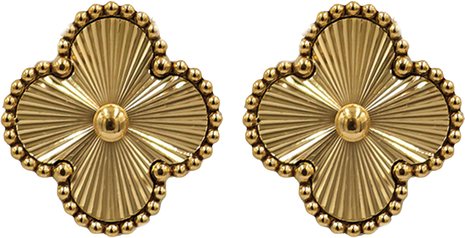 MP22 - Gold Plated Four Leaf Clover Stud Earrings