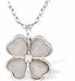 Enjoy designer quality at an affordable price with our Dusty Grey Four Leaf Clover Pendant Necklace with golden detailing and chain. This trending style lucky 4 leaf clover pendant is the perfect gift for women.&nbsp;
The pendant is 15mm x 15mm. The chain is stainless steel, 18". Rhodium plated. Colour is dusty grey.


Delivered in a soft, grey, velveteen pouch.&nbsp;