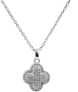 MP87 - Stainless Steel Glittery Four Leaf Clover Pendant Necklace