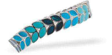 Paua Shell &nbsp;Dainty&nbsp;&nbsp;Leaves Bracelet
Rhodium Plated

Hypoallergenic: Nickel, Lead and Cadmium free
Delivered in a soft, black, velveteen pouch