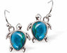 Paua Shell&nbsp; Turtle Drop Earrings
22mm, Rhodium Plated

Hypoallergenic: Nickel, Lead and Cadmium free
Delivered in a soft, black, velveteen pouch
