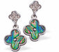 Paua Shell Double Clover Crystal Embellished Drop Earrings
20mm, Rhodium Plated

Hypoallergenic: Nickel, Lead and Cadmium free
Delivered in a soft, black, velveteen pouch