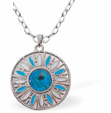 Paua Shell Sun Necklace
30mm, Rhodium Plated

18" Chain
Hypoallergenic: Nickel, Lead and Cadmium free
Delivered in a soft, black, velveteen pouch