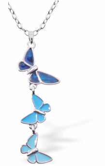 Paua Shell Butterflies Necklace
30mm, Rhodium Plated

18" Chain
Hypoallergenic: Nickel, Lead and Cadmium free
Delivered in a soft, black, velveteen pouch