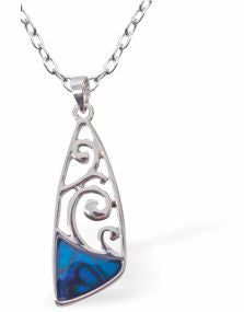 Paua Shell Celtic Necklace
30mm, Rhodium Plated

18" Chain
Hypoallergenic: Nickel, Lead and Cadmium free
Delivered in a soft, black, velveteen pouch