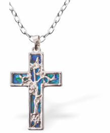 Paua Shell Floral Cross Necklace
30m, Rhodium Plated

18" Chain
Hypoallergenic: Nickel, Lead and Cadmium free
Delivered in a soft, black, velveteen pouch