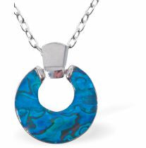 Paua Shell Halo Necklace
25mm, Rhodium Plated

18" Chain
Hypoallergenic: Nickel, Lead and Cadmium free
Delivered in a soft, black, velveteen pouch