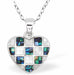 Paua Shell Chequered Heart Necklace
18mm, Rhodium Plated

18" Chain
Hypoallergenic: Nickel, Lead and Cadmium free
Delivered in a soft, black, velveteen pouch
