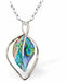 Paua Shell Leaf Necklace
50mm, Rhodium Plated

18" Chain
Hypoallergenic: Nickel, Lead and Cadmium free
Delivered in a soft, black, velveteen pouch