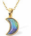This Paua Shell moon Necklace features a shimmering greeny-blue paua shell in a golden, rhodium-plated frame. The 20mm pendant hangs from an 18-inch rhodium-plated chain. Hypoallergenic and free from nickel, lead, and cadmium, it’s gentle on sensitive skin. Delivered in a soft grey velveteen pouch.