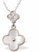 Iridescent Necklace with Double Clover Drop, Silver Coloured
Hypoallergenic: Rhodium Plated, Nickel, Lead and Cadmium Free

28mm in size, 18" Rhodium Plated Chain

Delivered in a soft, black, velveteen pouch
