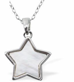 Iridescent Star Necklace, Silver Coloured
Hypoallergenic: Rhodium Plated, Nickel, Lead and Cadmium Free

12mm in size, 18" Rhodium Plated Chain

Delivered in a soft, black, velveteen pouch