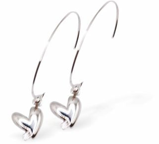 Silver Hoop Drop Earrings, Hearts with Crystals
Hearts are 10mm in size
Colour: Silver and Crystal
Rhodium Plated&nbsp;Ear-wires