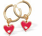 Golden Hoop Drop Earrings with Pink, Crystal Dotted Heart Drops
Hearts are 10mm in size
Colour: Dark Pink
Sterling Silver Ear-wires
Delivered in a soft, black, velveteen pouch