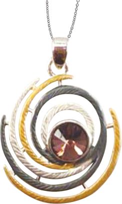 K687 - Golden Designer Vortex Necklace, Rhodium Plate