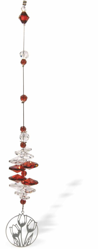 Austrian Crystal Suncatcher, Multi -faceted
Bouquet of Flowers feature
Red and clear crystals
Delivered in a soft, black, velveteen pouch