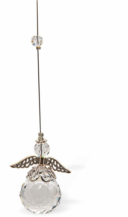 Austrian Crystal Suncatcher, Multi -faceted
Winged Angel with large Sphere
Purple and Clear crystals
Delivered in a soft, black, velveteen pouch