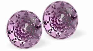Sparkly Austrian Crystal Multi-Faceted Dome Stud Earrings Colour: Warm Iris Purple Sterling Silver Earwires 10mm in size