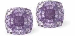 427 - Embellished with Crystals by Swarovski® Mystic Square Stud Earrings in Purple Ignite, Sterling Silver Earwires