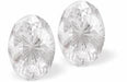 Sparkly Austrian Crystal Mystic Multi-Faceted Oval Stud Earrings by Byzantium in Crisp Clear Crystal with Sterling Silver Earwires