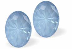 Sparkly Austrian Crystal Mystic Multi-Faceted Oval Stud Earrings  Colour: Sky Blue Ignite Sterling Silver Earwires 8mm in size