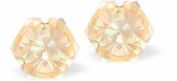 474 - Embellished with Crystals by Swarovski® Kaleidoscope Hexagon Stud Earrings in Ivory Cream DeLite, Sterling Silver Earwires