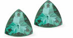 Sparkly Austrian Crystal Multi-Faceted Kaleidoscope Triangular Stud Earrings by Byzantium in Warm Emerald Green, with Sterling Silver Earwires
