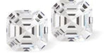 Austrian Crystal Imperial Square Stud Earrings in Clear Sparkly Crystal, Sterling Silver Earwires