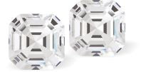 Austrian Crystal Imperial Square Stud Earrings in Clear Sparkly Crystal, Sterling Silver Earwires