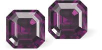 Sparkling Austrian Crystal Square Imperial Stud Earrings in Warm Rich Amethyst Purple, Sterling Silver Earwires