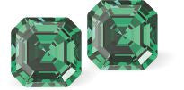 Sparkling Austrian Crystal Square Imperial Stud Earrings in Rich Emerald Green, Sterling Silver Earwires