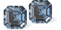 Sparkling Austrian Crystal Square Imperial Stud Eararings in Warm, Rich Montana Blue, Sterling Silver Earwires