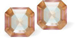 Sparkling Austrian Crystal Square Imperial Stud Earrings in Ever changing Delite glittery Cappuccino, Sterling Silver Earwires